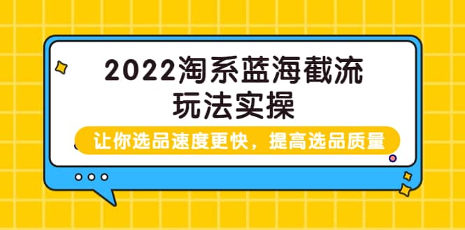 2022淘系蓝海截流玩法实操：让你选品速度更快，提高选品质量（价值599）大成网创吧-网创项目资源站-副业项目-创业项目-搞钱项目大成网创吧