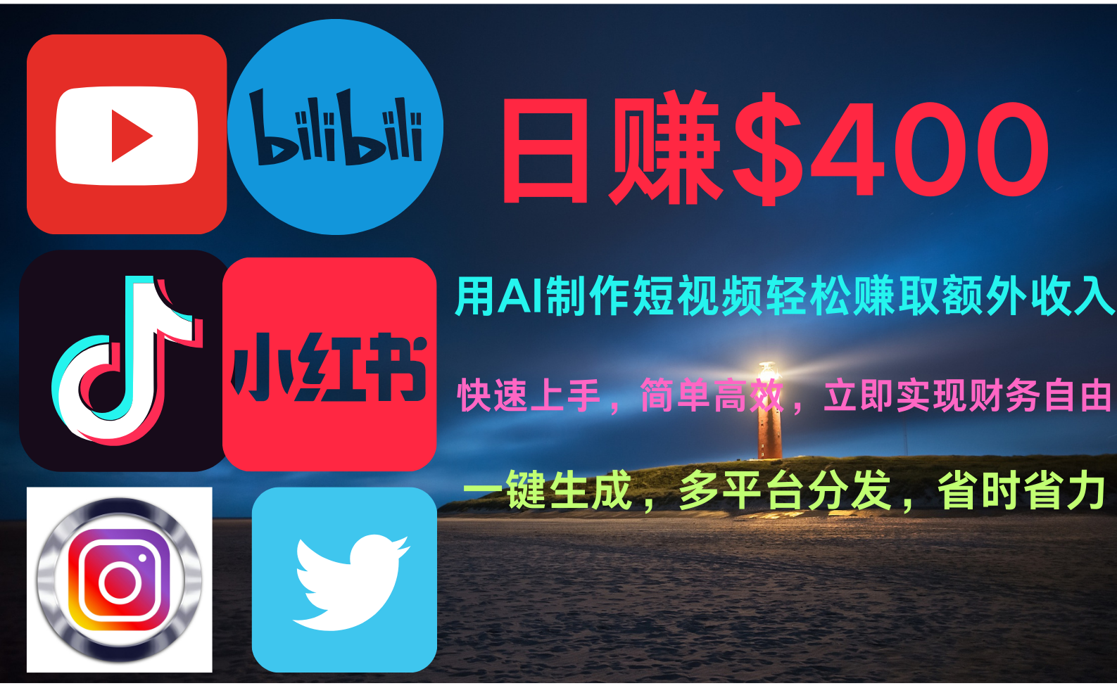 玩转全网视频平台，创造视频就能轻松赚取每天400美金大成网创吧-网创项目资源站-副业项目-创业项目-搞钱项目大成网创吧