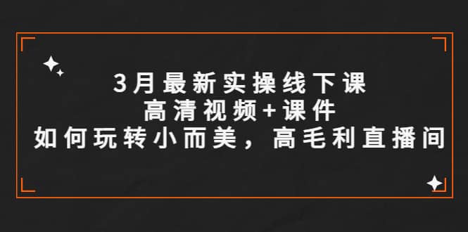 3月最新实操线下课高清视频+课件，如何玩转小而美，高毛利直播间大成网创吧-网创项目资源站-副业项目-创业项目-搞钱项目大成网创吧