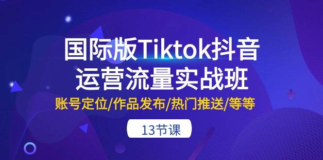 国际版Tiktok抖音运营流量实战班：账号定位/作品发布/热门推送/等等-13节大成网创吧-网创项目资源站-副业项目-创业项目-搞钱项目大成网创吧