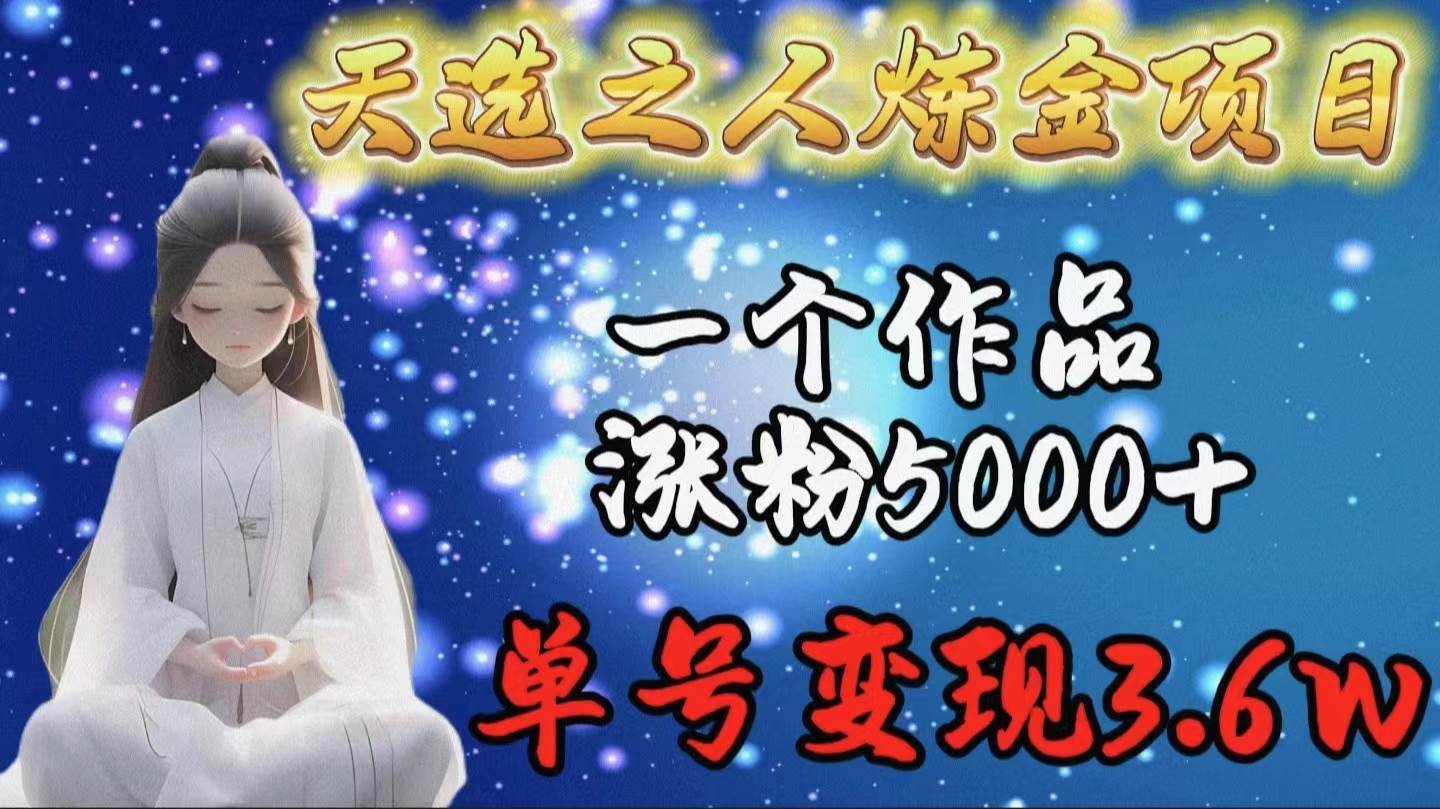天选之人炼金项目，一个作品涨粉5000+，单号变现3.6w大成网创吧-网创项目资源站-副业项目-创业项目-搞钱项目大成网创吧