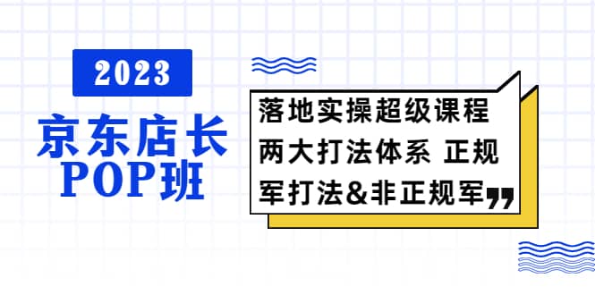 2023京东店长·POP班 落地实操超级课程 两大打法体系 正规军&非正规军大成网创吧-网创项目资源站-副业项目-创业项目-搞钱项目大成网创吧