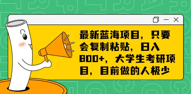 最新蓝海项目，只要会复制粘贴，日入800+，大学生考研项目，目前做的人极少大成网创吧-网创项目资源站-副业项目-创业项目-搞钱项目大成网创吧