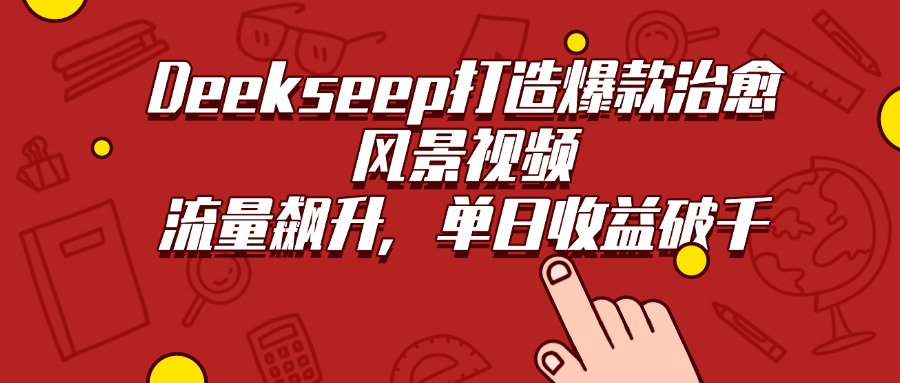Deekseep打造爆款治愈风景视频，流量飙升，单日收益破千大成网创吧-网创项目资源站-副业项目-创业项目-搞钱项目大成网创吧