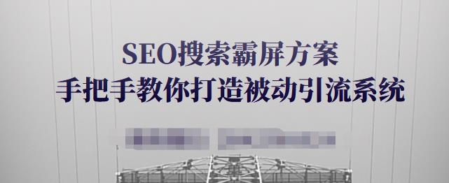 SEO搜索霸屏方案，手把手教你打造被动引流系统【视频课程】大成网创吧-网创项目资源站-副业项目-创业项目-搞钱项目大成网创吧