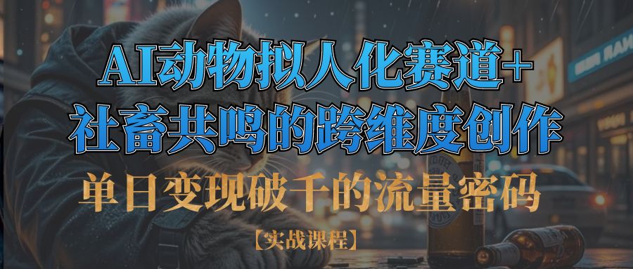 单日变现破千的流量密码,AI动物拟人化赛道+社畜共鸣的跨维度创作大成网创吧-网创项目资源站-副业项目-创业项目-搞钱项目大成网创吧