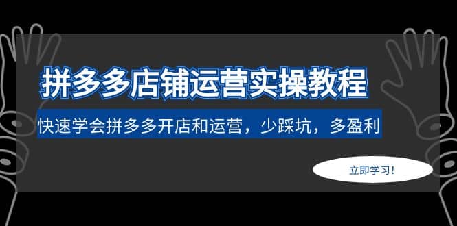 拼多多店铺运营实操教程：快速学会拼多多开店和运营，少踩坑，多盈利大成网创吧-网创项目资源站-副业项目-创业项目-搞钱项目大成网创吧