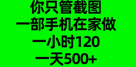 你只管截图，一部手机在家做，一小时120，一天500+大成网创吧-网创项目资源站-副业项目-创业项目-搞钱项目大成网创吧