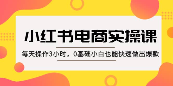 小红书·电商实操课:每天操作3小时,0基础小白也能快速做出爆款大成网创吧-网创项目资源站-副业项目-创业项目-搞钱项目大成网创吧