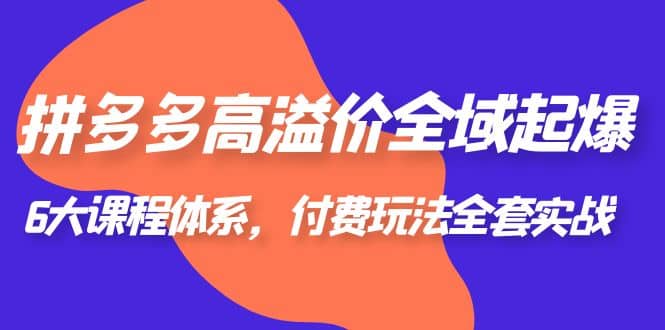 拼多多-高溢价 全域 起爆，6大课程体系，付费玩法全套实战大成网创吧-网创项目资源站-副业项目-创业项目-搞钱项目大成网创吧