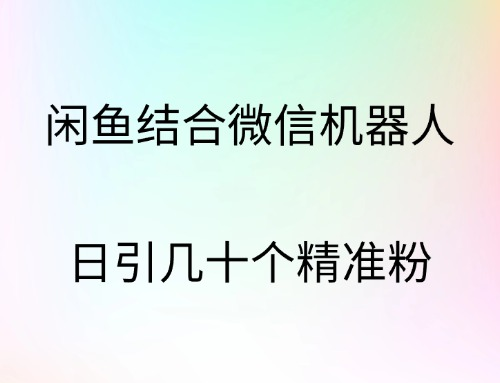 闲鱼结合微信机器人，日引几十个精准粉大成网创吧-网创项目资源站-副业项目-创业项目-搞钱项目大成网创吧