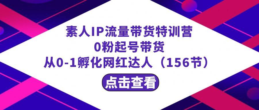 繁星·计划素人IP流量带货特训营：0粉起号带货 从0-1孵化网红达人（156节）大成网创吧-网创项目资源站-副业项目-创业项目-搞钱项目大成网创吧