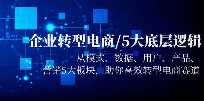 企业转型电商/5大底层逻辑，从模式 数据 用户 产品 营销5大板块，高效转型大成网创吧-网创项目资源站-副业项目-创业项目-搞钱项目大成网创吧