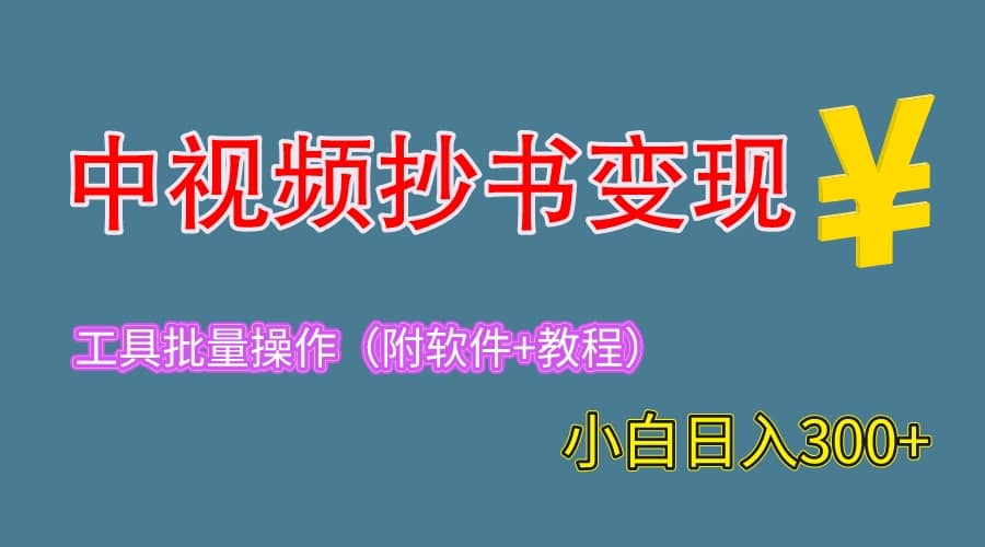 2023中视频抄书变现（附工具+教程），一天300+，特别适合新手操作的副业大成网创吧-网创项目资源站-副业项目-创业项目-搞钱项目大成网创吧