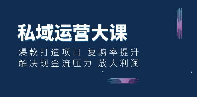 私域运营大课：爆款打造项目 复购率提升 解决现金流压力 放大利润大成网创吧-网创项目资源站-副业项目-创业项目-搞钱项目大成网创吧