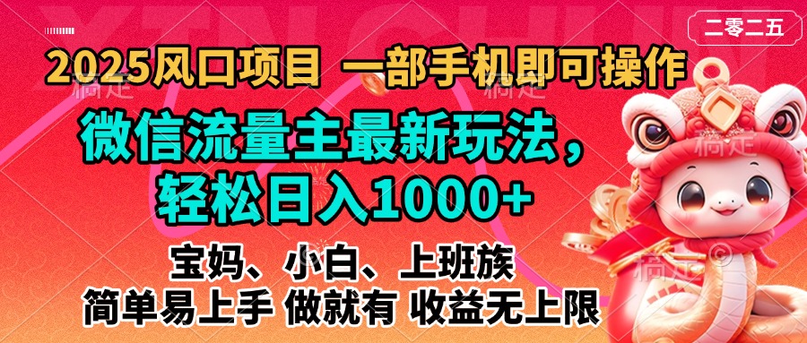 2025蓝海风口项目，微信流量主最新玩法，轻松日入1000+，简单易上手，做就有 收益无上限大成网创吧-网创项目资源站-副业项目-创业项目-搞钱项目大成网创吧