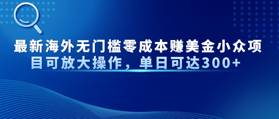 最新海外无门槛美金小众项目可放大操作，单日可达300+大成网创吧-网创项目资源站-副业项目-创业项目-搞钱项目大成网创吧