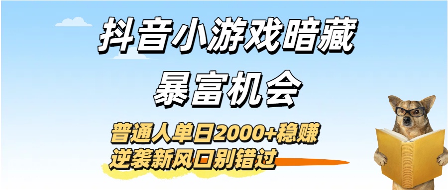 抖音小游戏暗藏暴富机会!普通人单日2000+稳赚,逆袭新风口别错过大成网创吧-网创项目资源站-副业项目-创业项目-搞钱项目大成网创吧