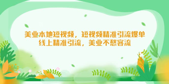 美业本地短视频，短视频精准引流爆单，线上精准引流，美业不愁客流大成网创吧-网创项目资源站-副业项目-创业项目-搞钱项目大成网创吧