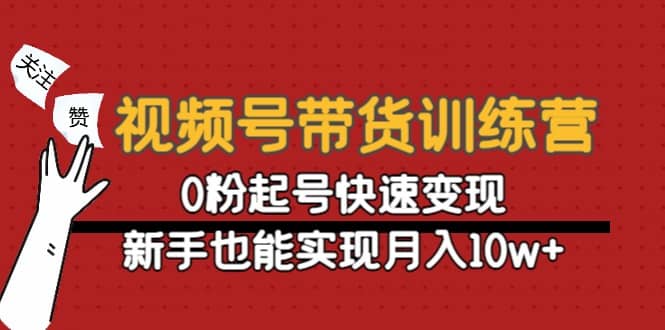 视频号带货训练营：0粉起号快速变现大成网创吧-网创项目资源站-副业项目-创业项目-搞钱项目大成网创吧