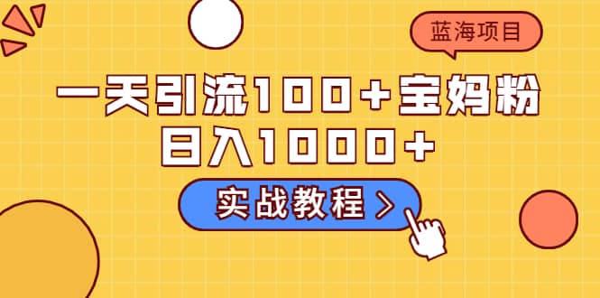 一天引流100+宝妈粉，日入1000+的蓝海项目（实战教程）大成网创吧-网创项目资源站-副业项目-创业项目-搞钱项目大成网创吧