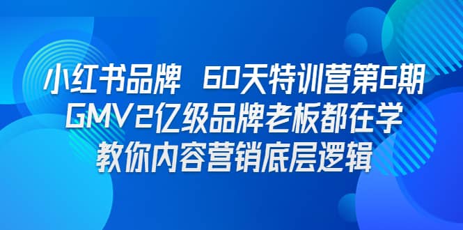 小红书品牌 60天特训营第6期 GMV2亿级品牌老板都在学 教你内容营销底层逻辑大成网创吧-网创项目资源站-副业项目-创业项目-搞钱项目大成网创吧