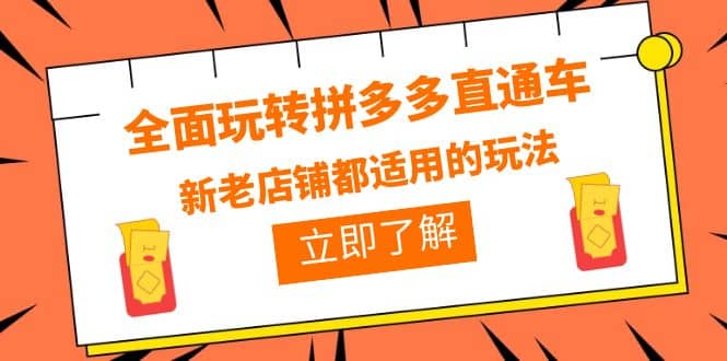 全面玩转拼多多直通车，新老店铺都适用的玩法（12节精华课）大成网创吧-网创项目资源站-副业项目-创业项目-搞钱项目大成网创吧
