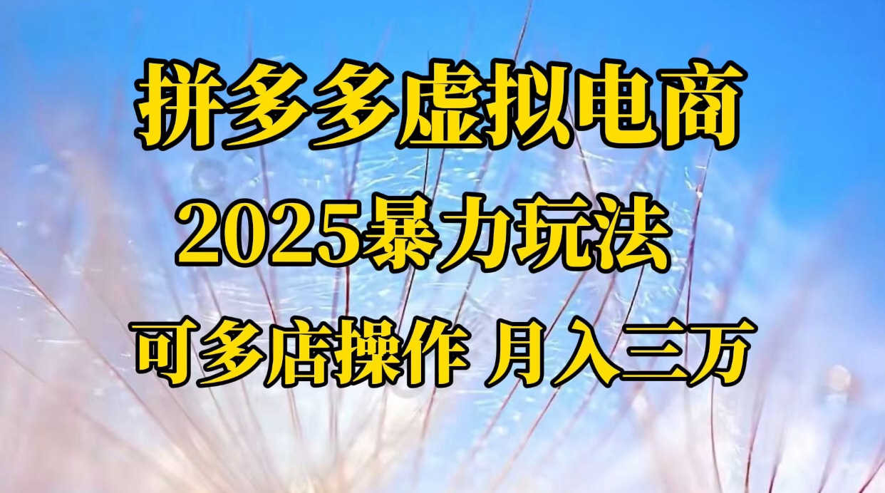 拼多多虚拟电商，不囤货不垫资的虚拟电商大成网创吧-网创项目资源站-副业项目-创业项目-搞钱项目大成网创吧