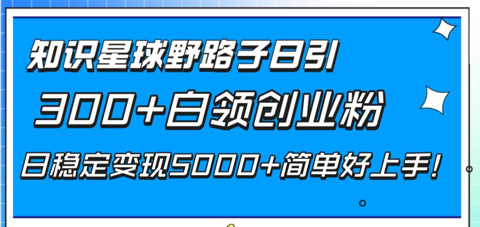知识星球野路子日引300+白领创业粉,日稳定变现5000+简单好上手!大成网创吧-网创项目资源站-副业项目-创业项目-搞钱项目大成网创吧