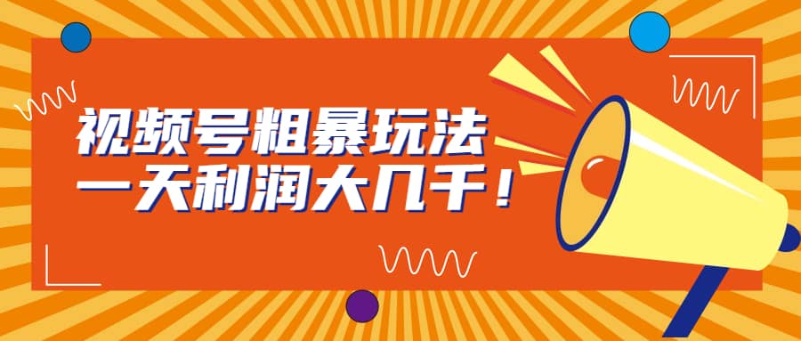 视频号粗暴玩法，一天利润大几千大成网创吧-网创项目资源站-副业项目-创业项目-搞钱项目大成网创吧