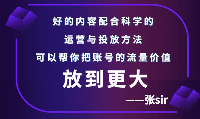 张sir账号流量增长课，告别海王流量，让你的流量更精准大成网创吧-网创项目资源站-副业项目-创业项目-搞钱项目大成网创吧