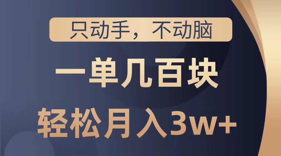 只动手不动脑，一单几百块，轻松月入2w+，看完就能直接操作，详细教程大成网创吧-网创项目资源站-副业项目-创业项目-搞钱项目大成网创吧
