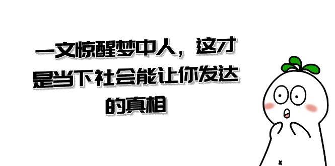 某公众号付费文章《一文 惊醒梦中人，这才是当下社会能让你发达的真相》大成网创吧-网创项目资源站-副业项目-创业项目-搞钱项目大成网创吧