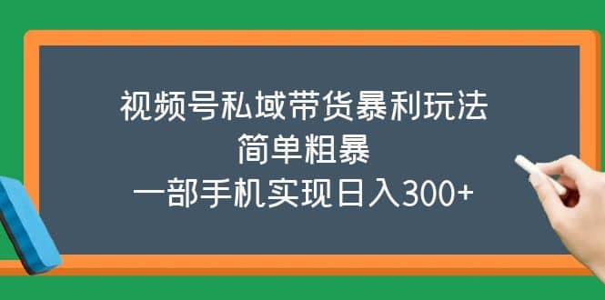 视频号私域带货暴利玩法，简单粗暴大成网创吧-网创项目资源站-副业项目-创业项目-搞钱项目大成网创吧