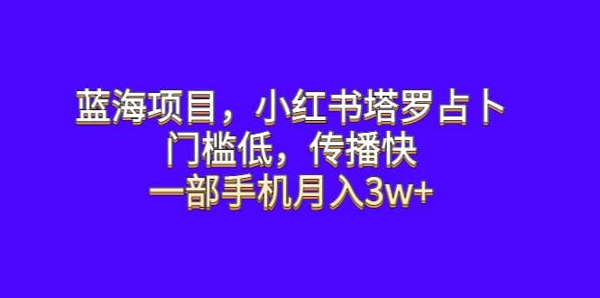 蓝海项目，小红书塔罗占卜，门槛低，传播快，一部手机月入3w+大成网创吧-网创项目资源站-副业项目-创业项目-搞钱项目大成网创吧