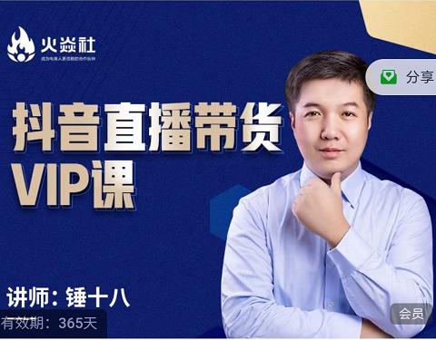 锤十八-抖音直播带货VIP课，专注直播带货有效盈利模式大成网创吧-网创项目资源站-副业项目-创业项目-搞钱项目大成网创吧