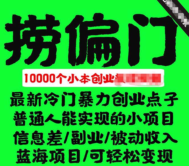 千款捞偏门小本创业小项目，总有一款适合你【无水印】大成网创吧-网创项目资源站-副业项目-创业项目-搞钱项目大成网创吧