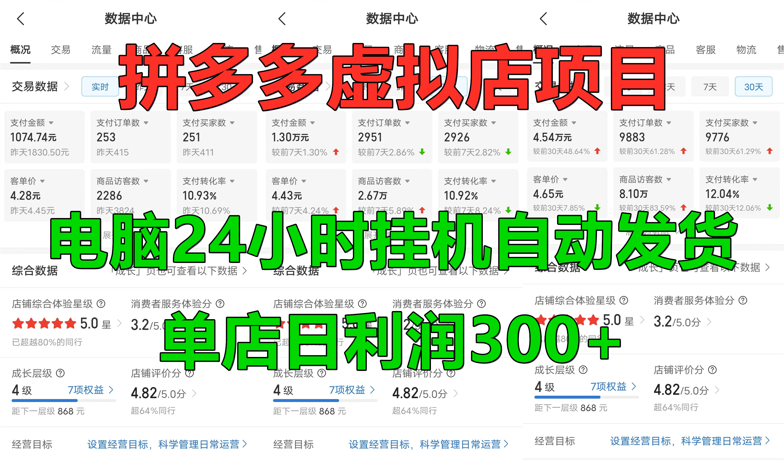 拼多多虚拟店项目，电脑挂机自动发货，单店日利润300+，可放大操作大成网创吧-网创项目资源站-副业项目-创业项目-搞钱项目大成网创吧