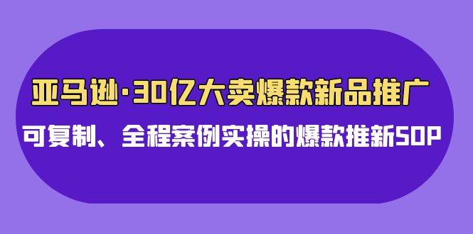 亚马逊30亿·大卖爆款新品推广，可复制、全程案例实操的爆款推新SOP大成网创吧-网创项目资源站-副业项目-创业项目-搞钱项目大成网创吧