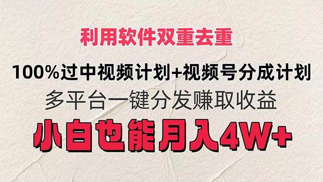 利用软件双重去重，100%过中视频+视频号分成计划小白也可以月入4W+大成网创吧-网创项目资源站-副业项目-创业项目-搞钱项目大成网创吧
