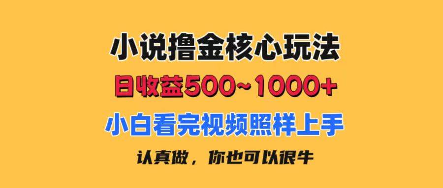 小说撸金核心玩法，日收益500-1000+，小白看完照样上手，0成本有手就行大成网创吧-网创项目资源站-副业项目-创业项目-搞钱项目大成网创吧