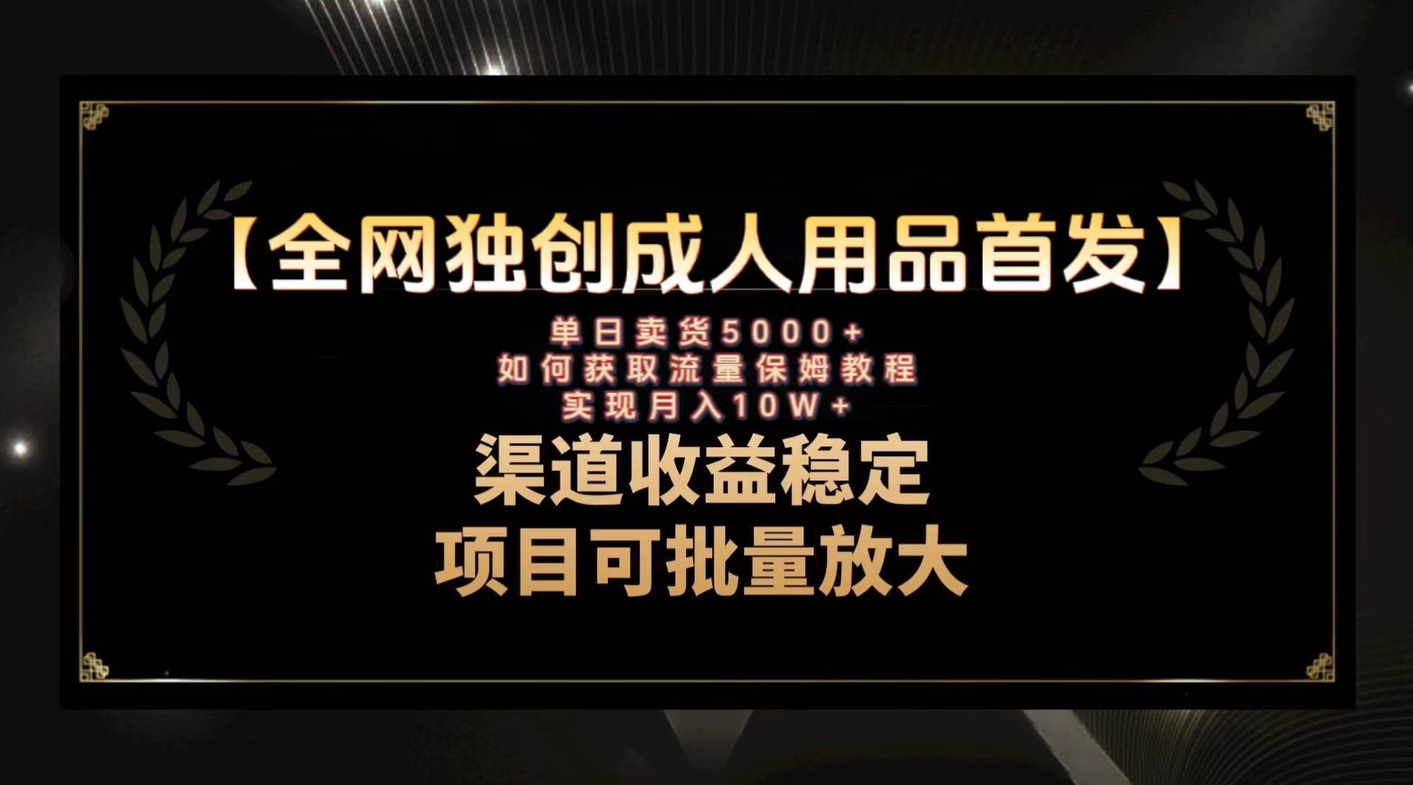 最新全网独创首发，成人用品赛道引流获客，月入10w保姆级教程大成网创吧-网创项目资源站-副业项目-创业项目-搞钱项目大成网创吧