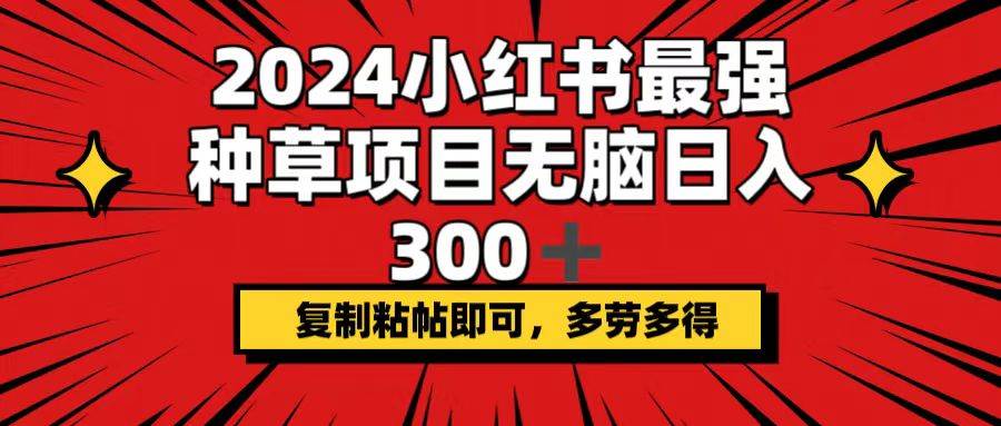 2024小红书最强种草项目，无脑日入300+，复制粘帖即可，多劳多得大成网创吧-网创项目资源站-副业项目-创业项目-搞钱项目大成网创吧