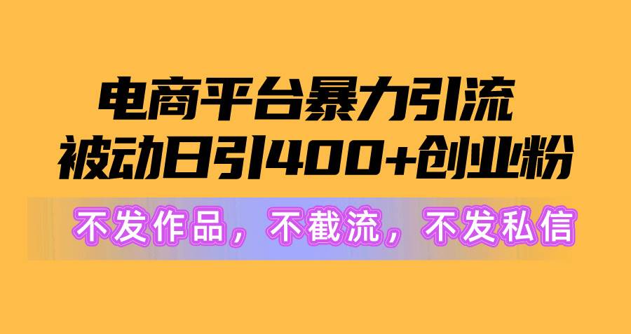 电商平台暴力引流,被动日引400+创业粉不发作品，不截流，不发私信大成网创吧-网创项目资源站-副业项目-创业项目-搞钱项目大成网创吧