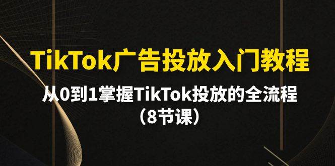 TikTok广告投放入门教程，从0到1掌握TikTok投放的全流程（8节课）大成网创吧-网创项目资源站-副业项目-创业项目-搞钱项目大成网创吧
