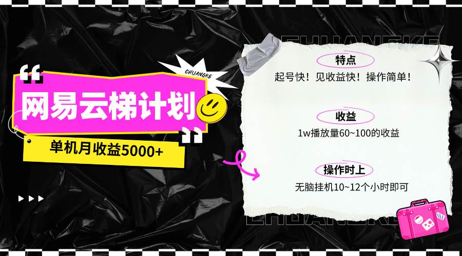最新网易云梯计划网页版，单机月收益5000+！可放大操作大成网创吧-网创项目资源站-副业项目-创业项目-搞钱项目大成网创吧