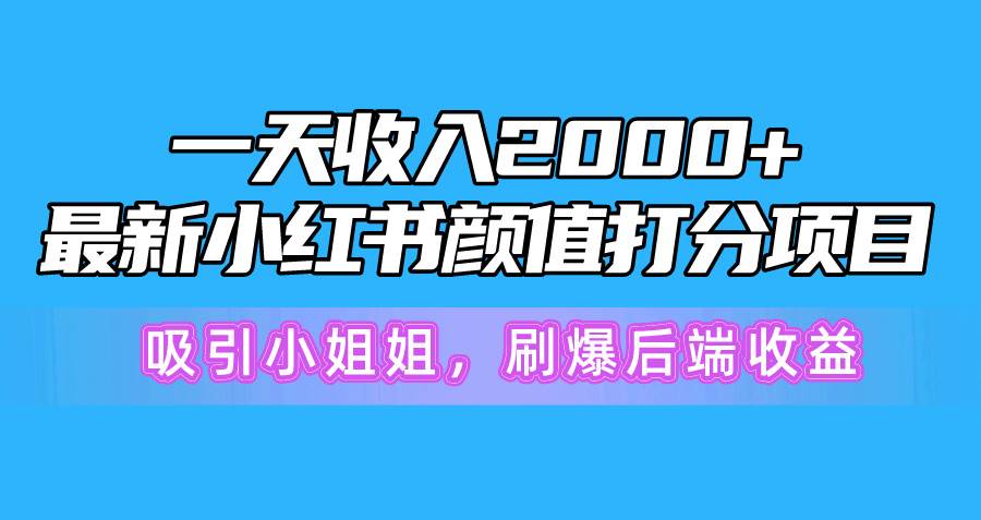 一天收入2000+，最新小红书颜值打分项目，吸引小姐姐，刷爆后端收益大成网创吧-网创项目资源站-副业项目-创业项目-搞钱项目大成网创吧