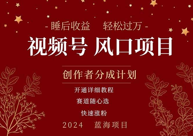 拥有睡眠收益的微信视频号大风口项目，轻松月入过万+，多赛道选择，可…大成网创吧-网创项目资源站-副业项目-创业项目-搞钱项目大成网创吧