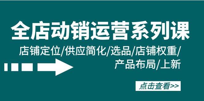 全店·动销运营系列课：店铺定位/供应简化/选品/店铺权重/产品布局/上新大成网创吧-网创项目资源站-副业项目-创业项目-搞钱项目大成网创吧