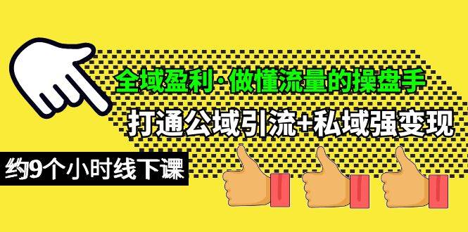 全域盈利·做懂流量的操盘手，打通公域引流+私域强变现，约9个小时线下课大成网创吧-网创项目资源站-副业项目-创业项目-搞钱项目大成网创吧